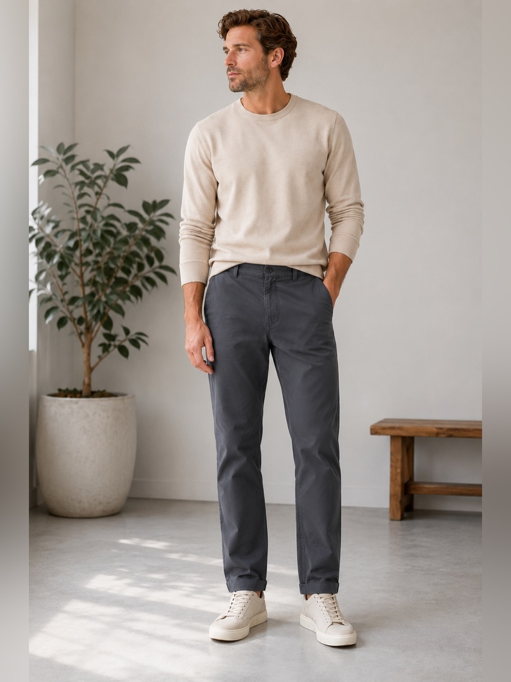 The North Face Men’s Gray Straight Leg Chino Pants Outdoor Travel Casual